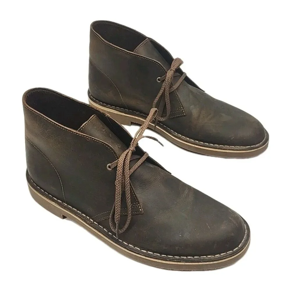 Clarks Boots Ankle Chukka Men Size 9.5M Brown Leather Lace-up Shoe 15770